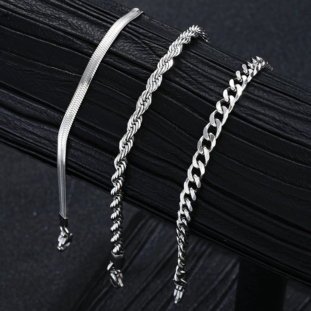Ensemble de bijoux simples en acier inoxydable hommes
