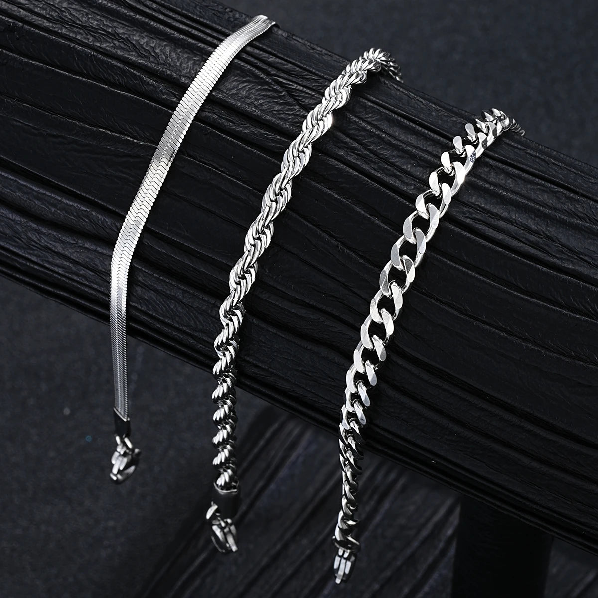 Ensemble de bijoux simples en acier inoxydable hommes