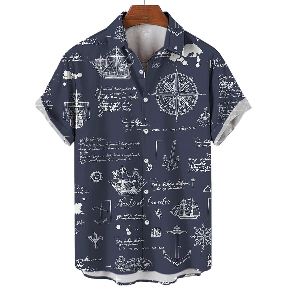 Chemise Hawaïenne Homme | Imprimée 3D Nautique | S à 5XL