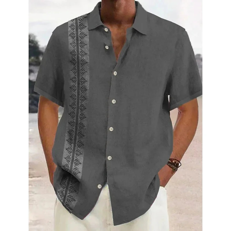 Chemise hawaïenne à motif rayé dégradé pour hommes, épissure de couleur, chemises Aloha imprimées en 3D, chemisiers à revers décontractés, manches courtes amples