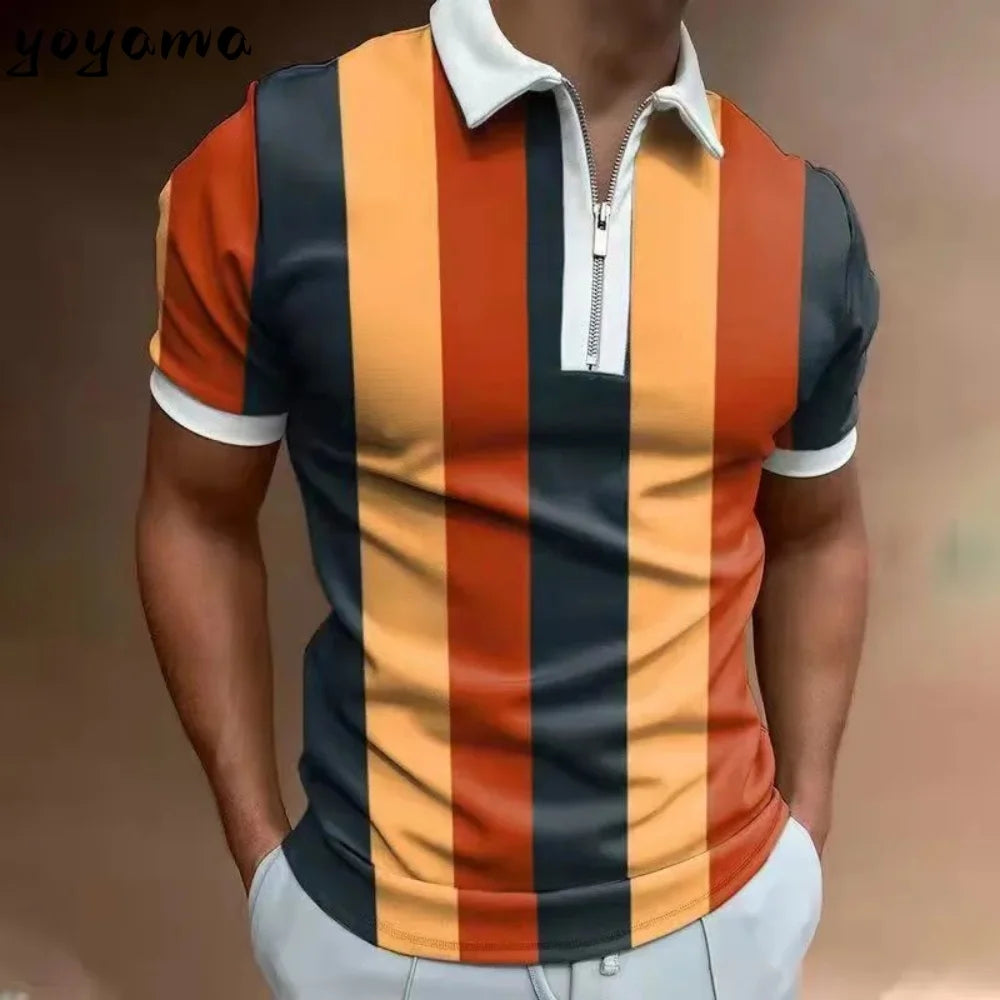 Polo pour hommes mode 3D imprimé respirant
