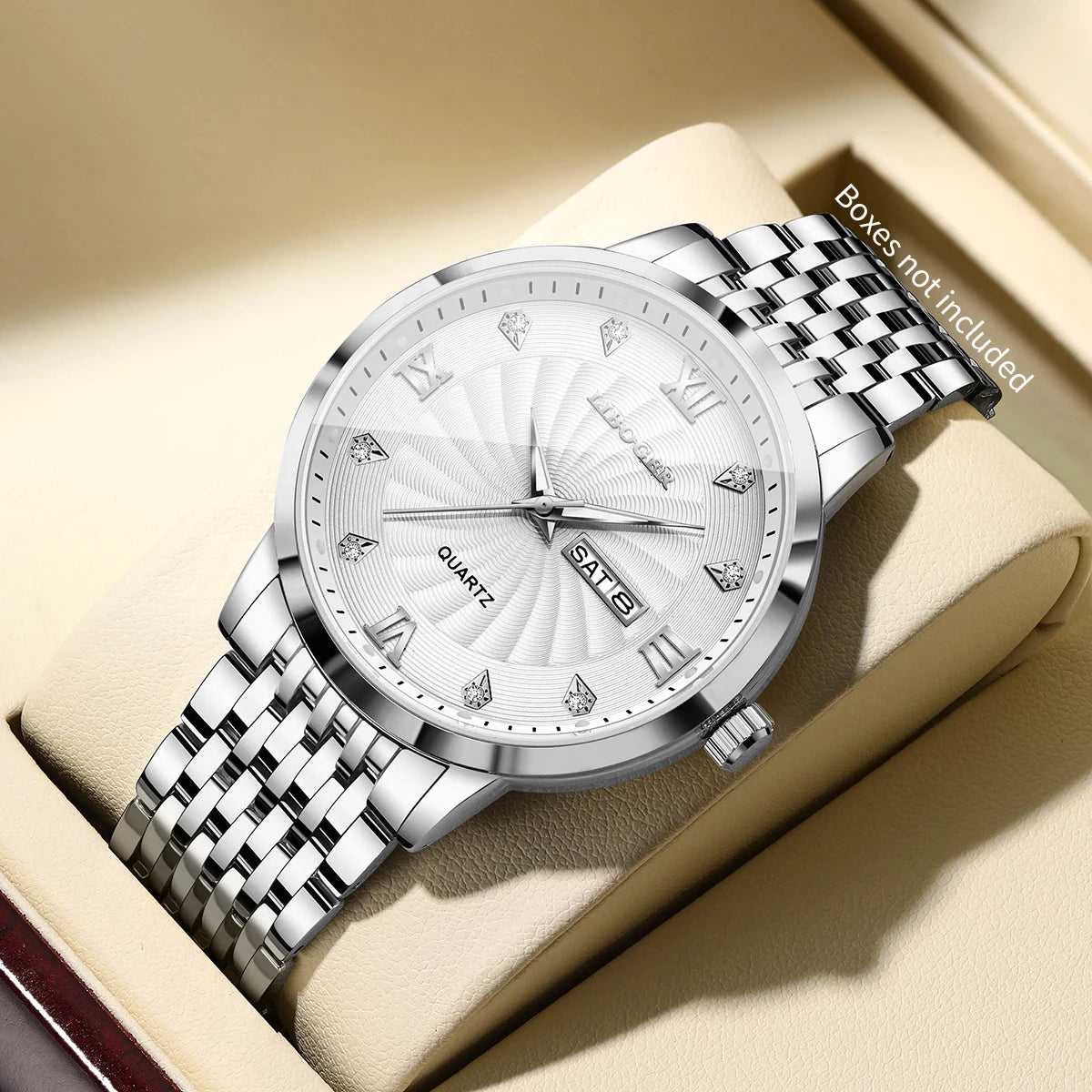 Montres de luxe en acier inoxydable pour hommes, montres-bracelets à Quartz avec cadran lumineux et calendrier, Relogio Masculino (sans boîte)