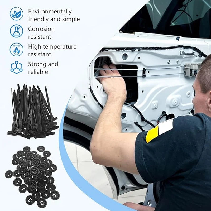 Boucle d'attache de câble en Nylon, attaches à fermeture éclair robustes avec bouton à broche, outil universel à fermeture éclair autobloquante, sangle de fixation pour réparation quotidienne de voiture