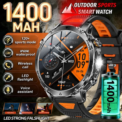 Smartwatch Militaire GUHUAVMI 2026 – Écran AMOLED 1,7", Batterie 1400mAh, GPS, Appel Bluetooth