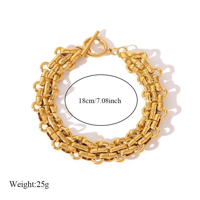 Bracelet jonc en acier inoxydable 316L GANEMLY pour femmes, nouveau bracelet punk, chaîne de poignet, bijoux imperméables, bijoux femme
