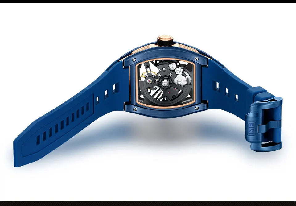 Montre Homme MINIFOCUS — Mécanique Automatique Squelette, Silicone & Waterproof 5ATM
