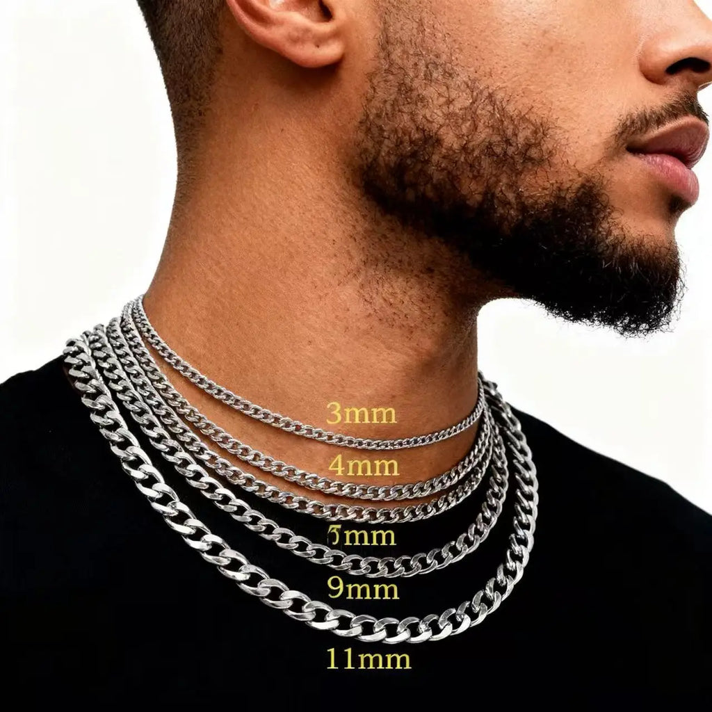 HNSP – collier étanche en acier inoxydable 316L pour hommes, chaîne à maillons plats cubains, bijoux minimalistes, accessoires de style Punk