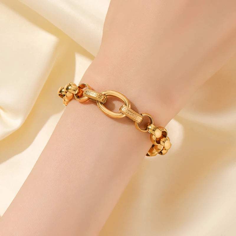 Bracelet acier inoxydable pour femmes couleur or