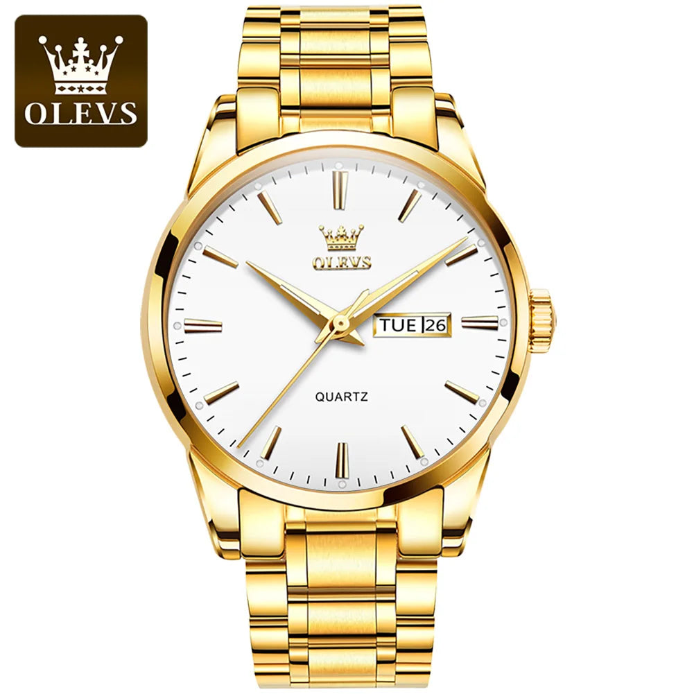 Montre Homme OLEVS — Quartz Acier Inoxydable, Lumineuse & Waterproof
