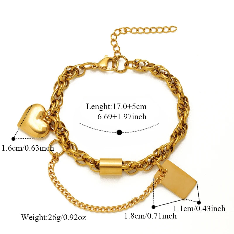 Bracelet jonc en acier inoxydable 316L GANEMLY pour femmes, nouveau bracelet punk, chaîne de poignet, bijoux imperméables, bijoux femme