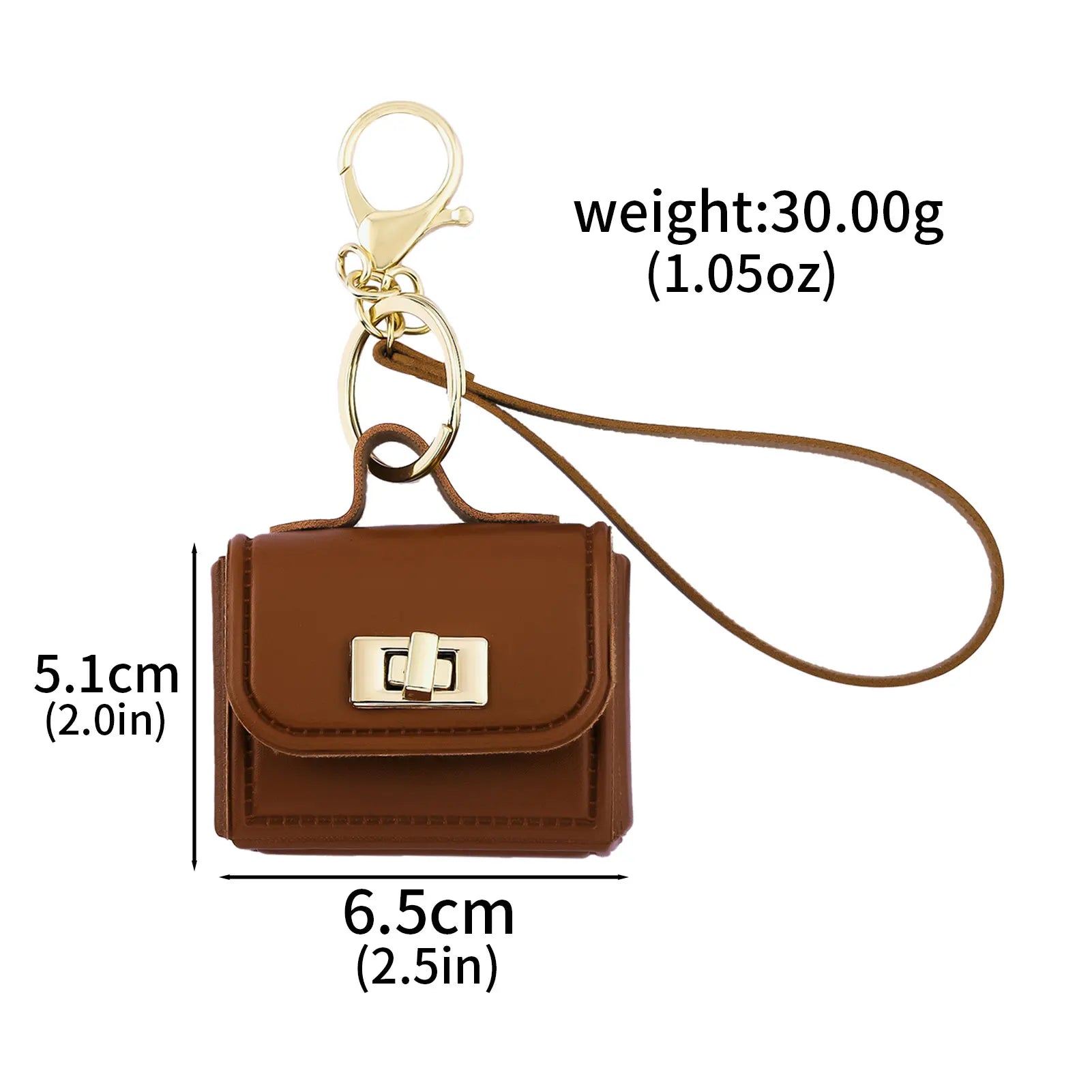 Mini Sac Porte-Clés en Cuir PU — Porte-Monnaie Zippé, Pendentif Sac, 7 Coloris