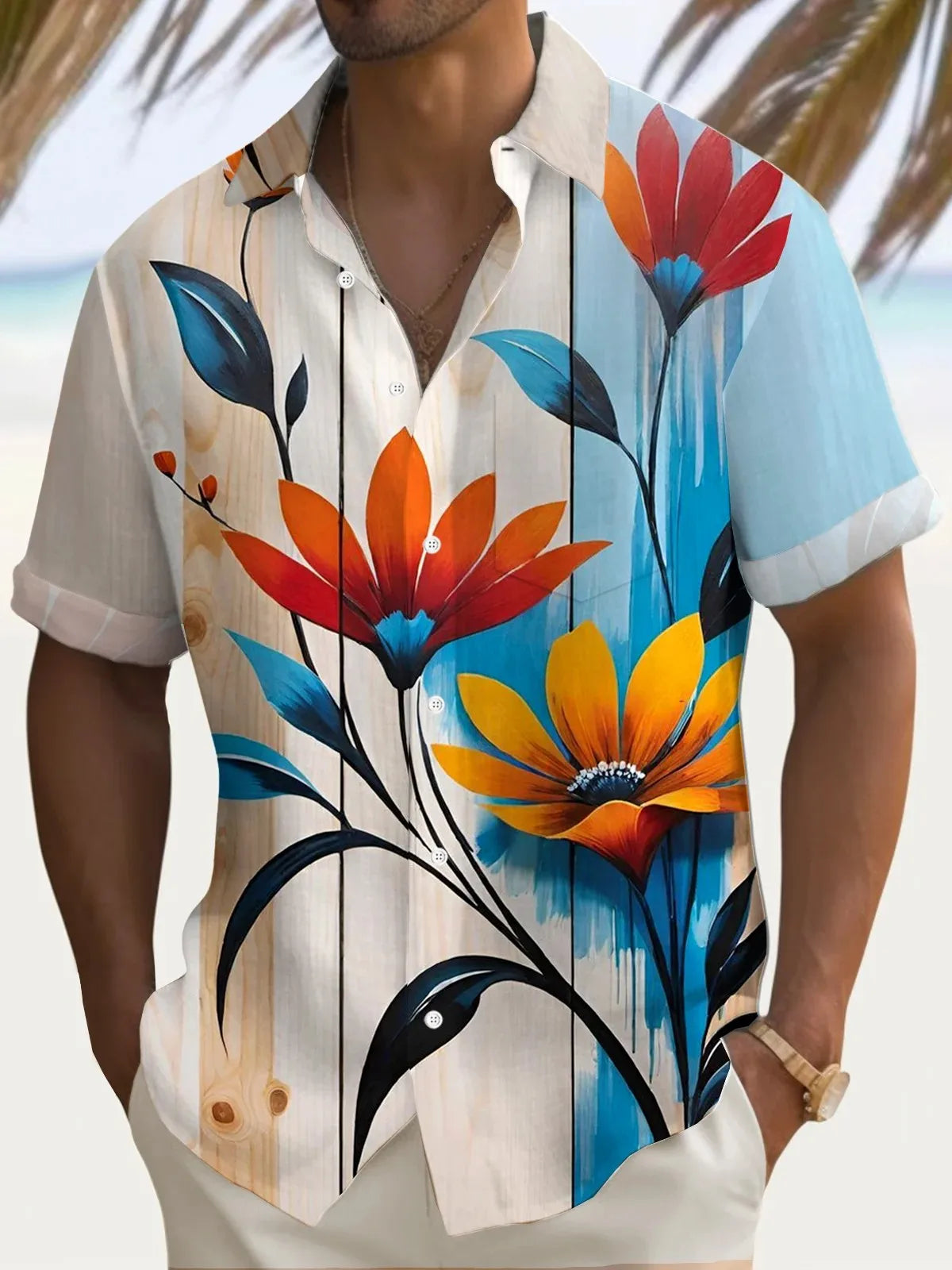 Chemise Hawaïenne Homme | Floral 3D Manches Courtes | S à 5XL.Plusieurs coloris disponible.