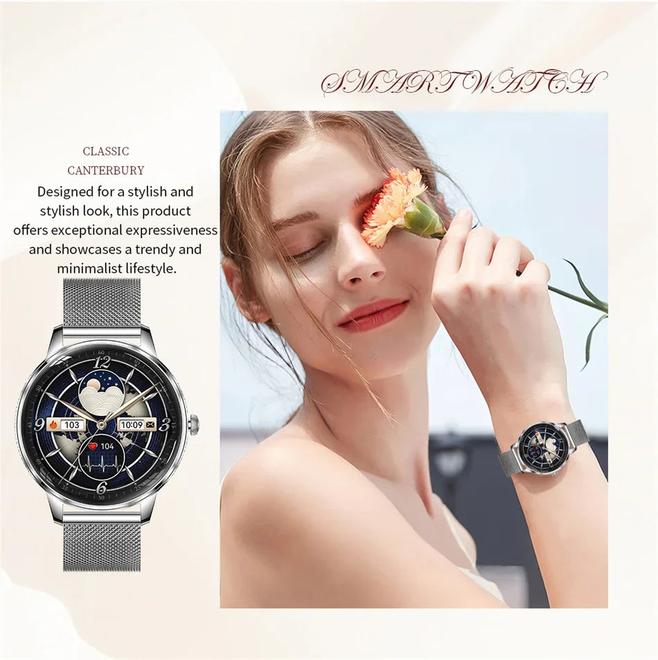 Nouvelle Montre Connectée Ultra-Mince 2026 pour Femme avec Suivi de Santé, Appel Bluetooth, Fréquence Cardiaque, Oxygène Sanguin et Modes Sportifs