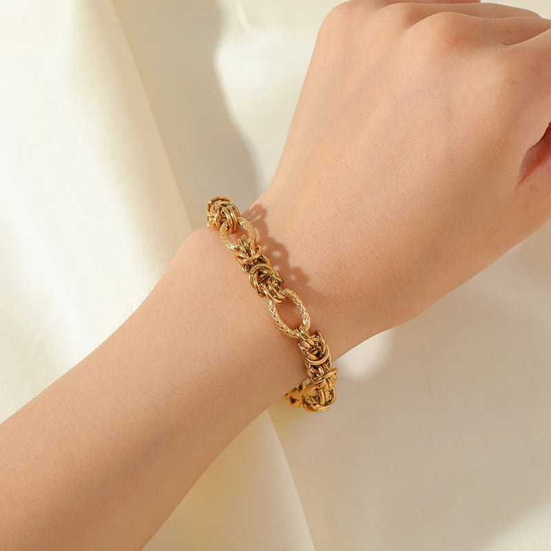 Bracelet jonc en acier inoxydable 316L GANEMLY pour femmes, nouveau bracelet punk, chaîne de poignet, bijoux imperméables, bijoux femme