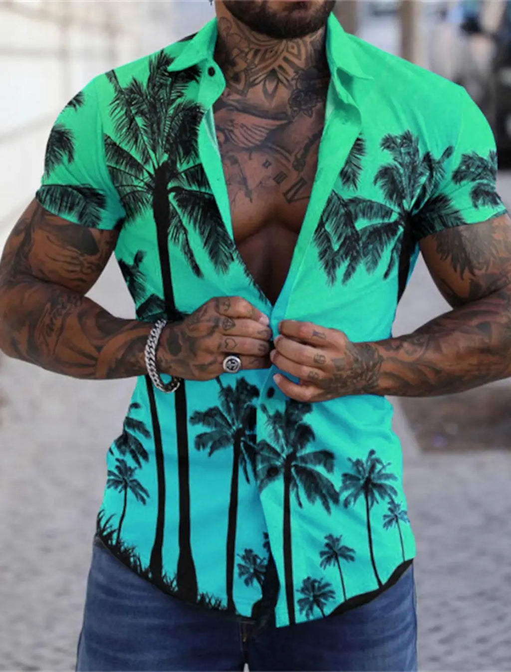 Chemise Hawaïenne Homme | Arbre & Mer Imprimé 3D | S à 5XL
