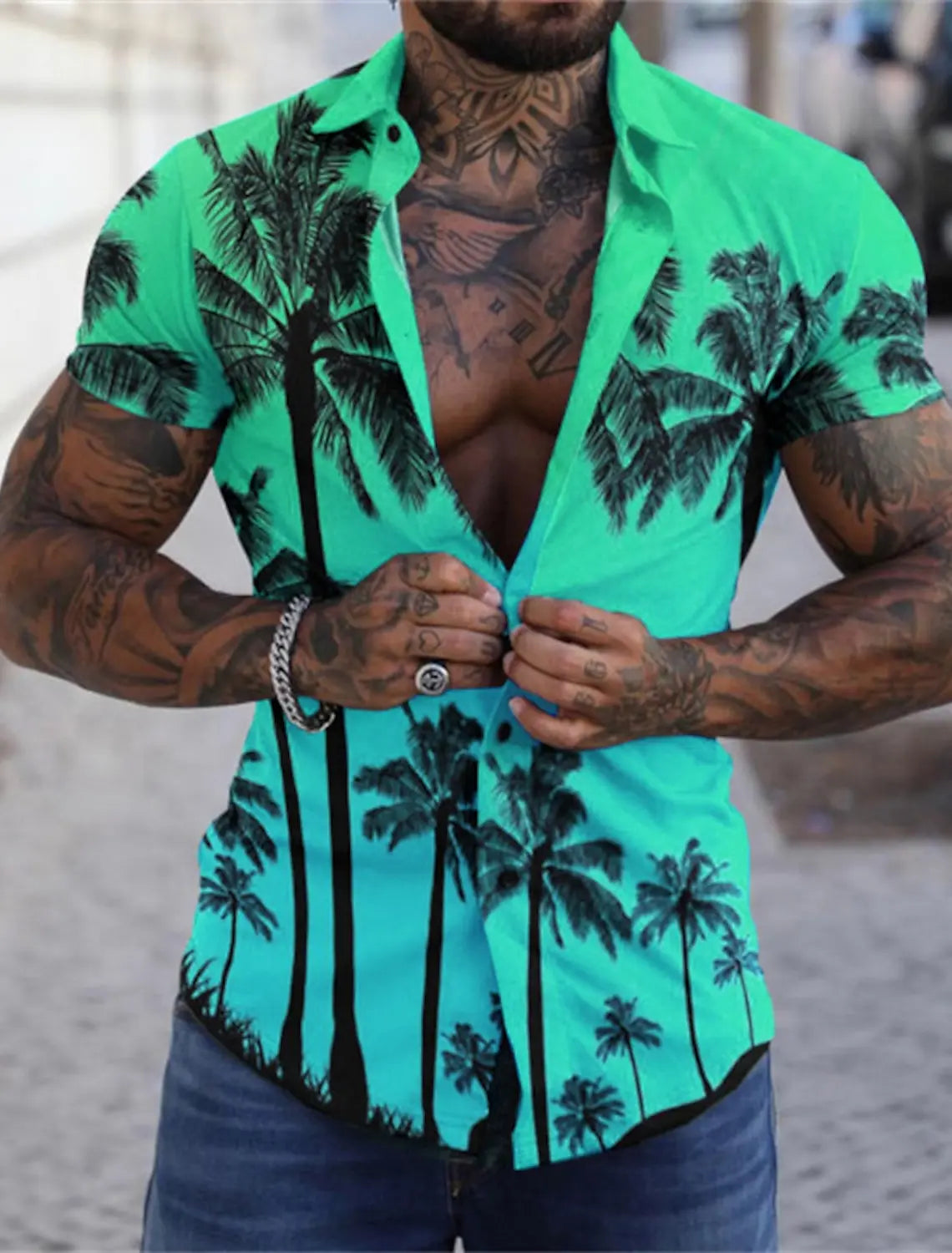 Chemise Hawaïenne Homme | Arbre & Mer Imprimé 3D | S à 5XL