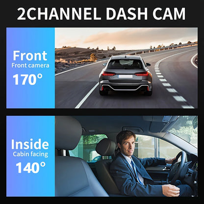 Caméra de tableau de bord pour voitures 1080P, enregistreur vidéo DVR, double caméra de voiture, vue avant et intérieure, enregistrement en boucle, moniteur WiFi Dashcam