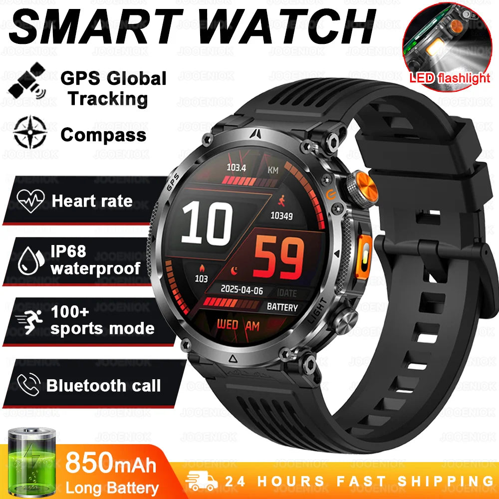 Montre Connectée Outdoor ChiBear – 1,7" AMOLED, 100+ Sports, Boussole, Torche LED, Appel BT