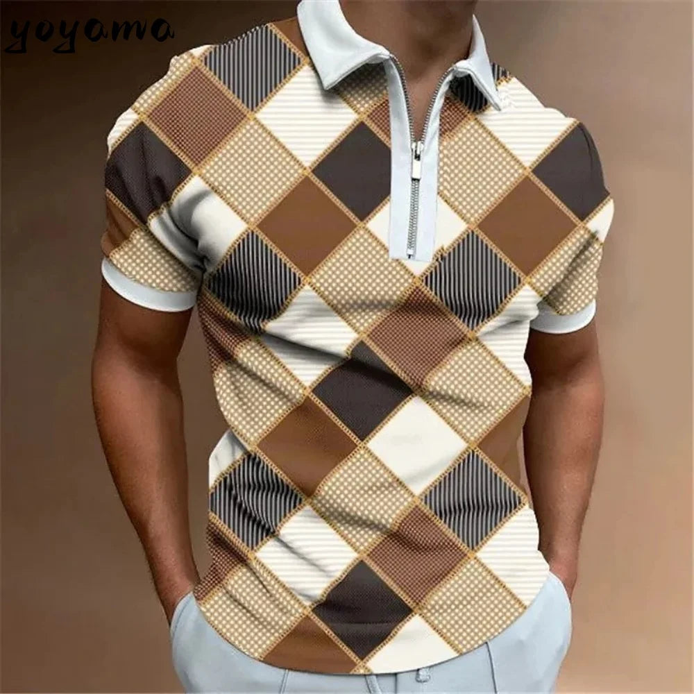 Polo pour hommes mode 3D imprimé respirant