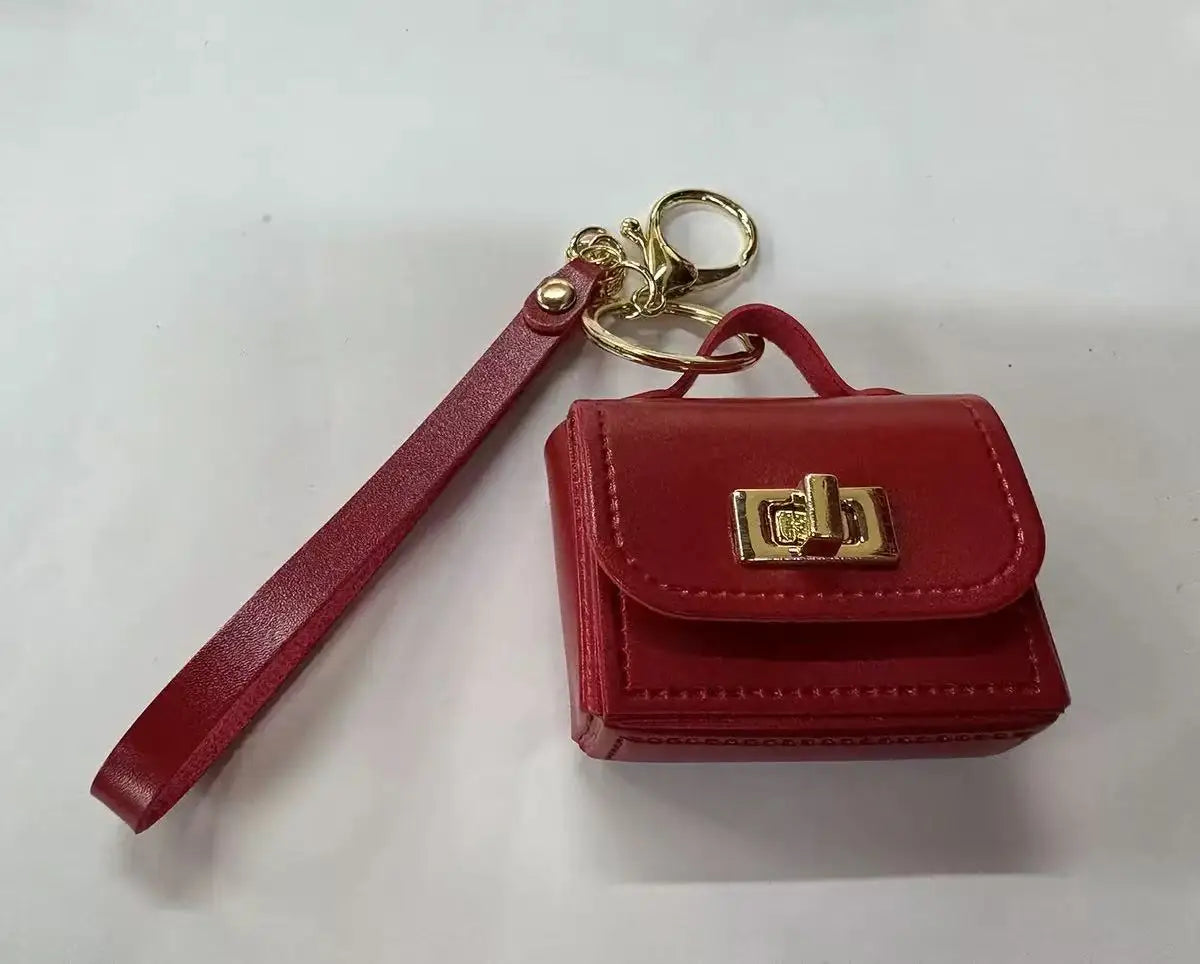 Mini Sac Porte-Clés en Cuir PU — Porte-Monnaie Zippé, Pendentif Sac, 7 Coloris