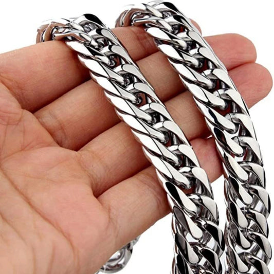 Collier à maillons cubains en acier inoxydable pour hommes, chaîne épaisse et lourde, 8/10/12/14MM, accessoires Punk Rock
