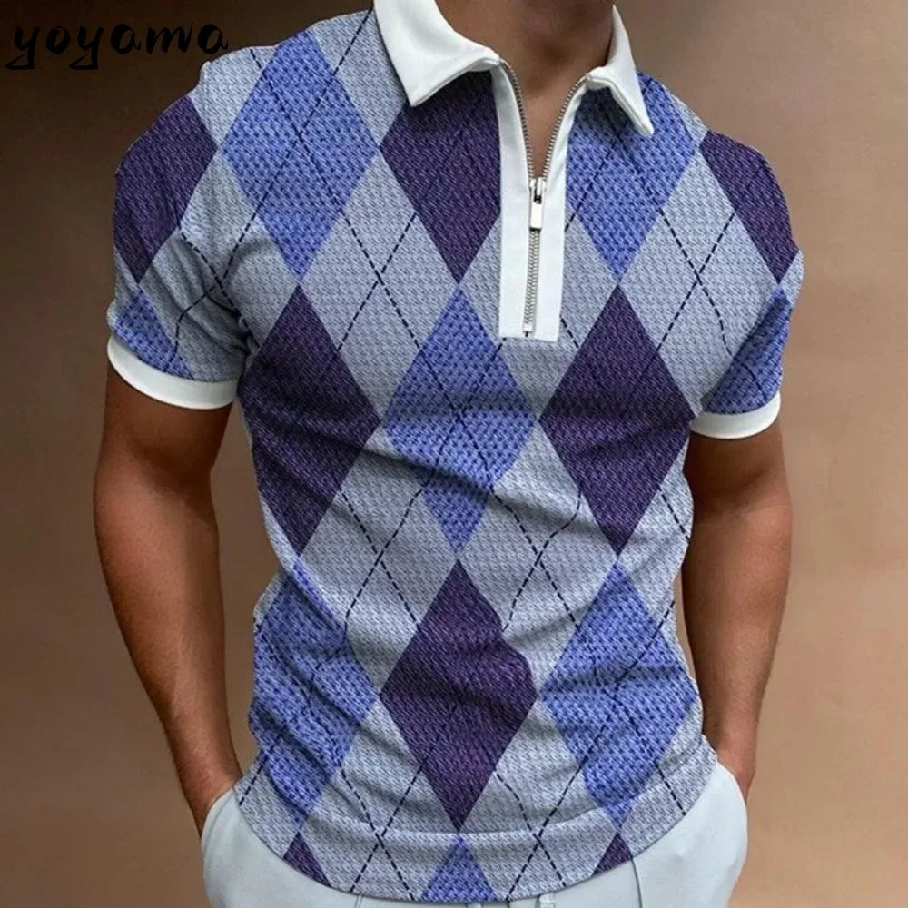 Polo pour hommes mode 3D imprimé respirant