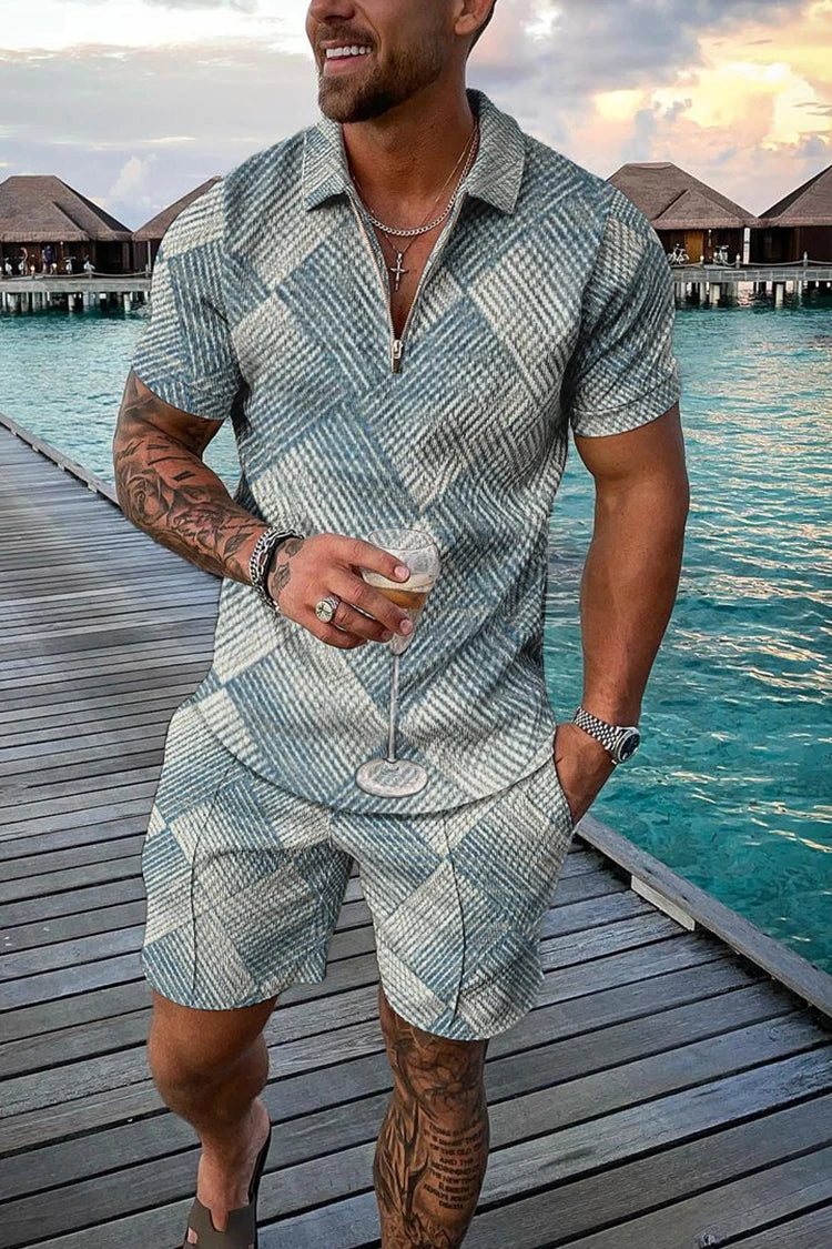 Polo Zippé Vintage Homme — Ensemble Survêtement Col Mandarin, Respirant & Grande Taille S-5XL