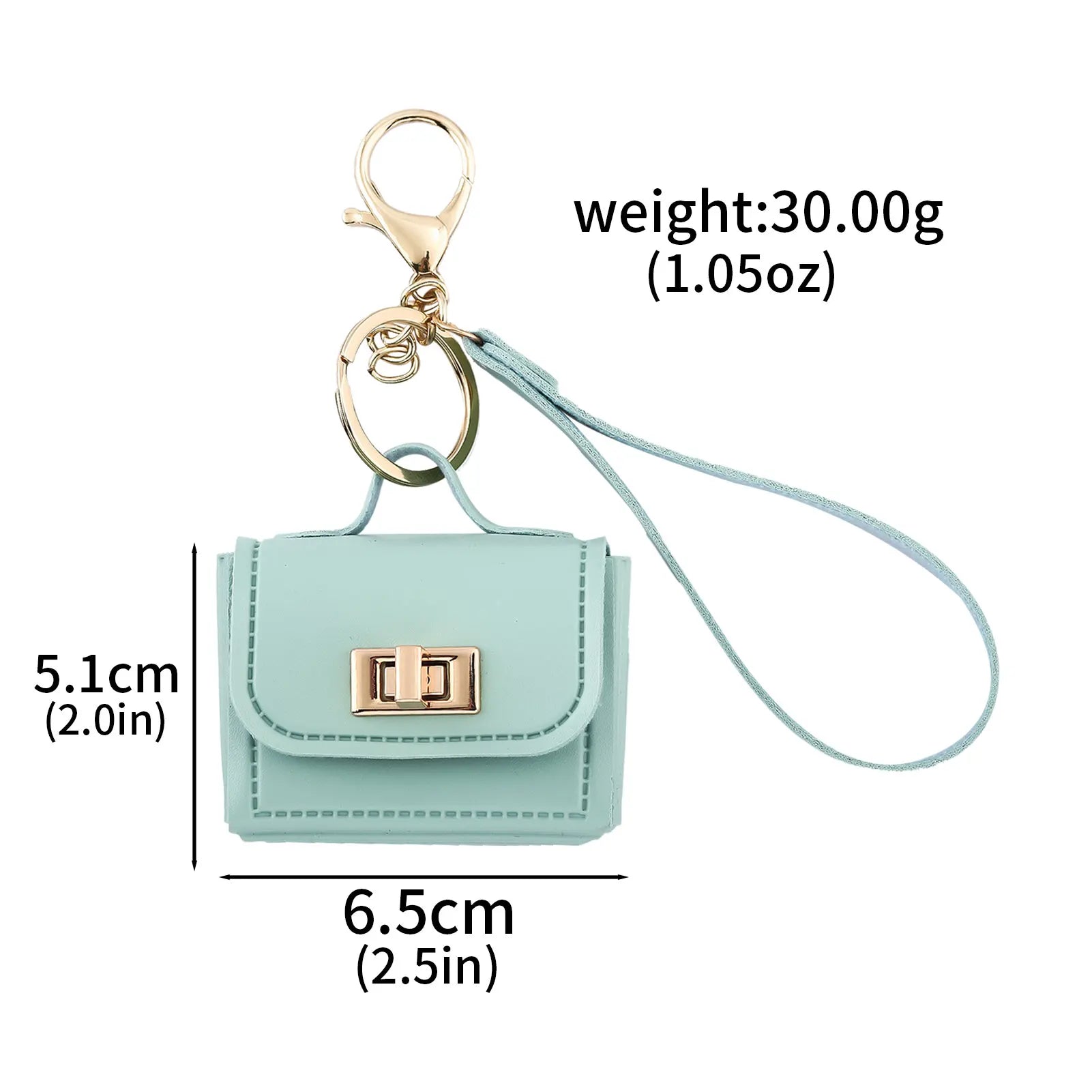Mini Sac Porte-Clés en Cuir PU — Porte-Monnaie Zippé, Pendentif Sac, 7 Coloris