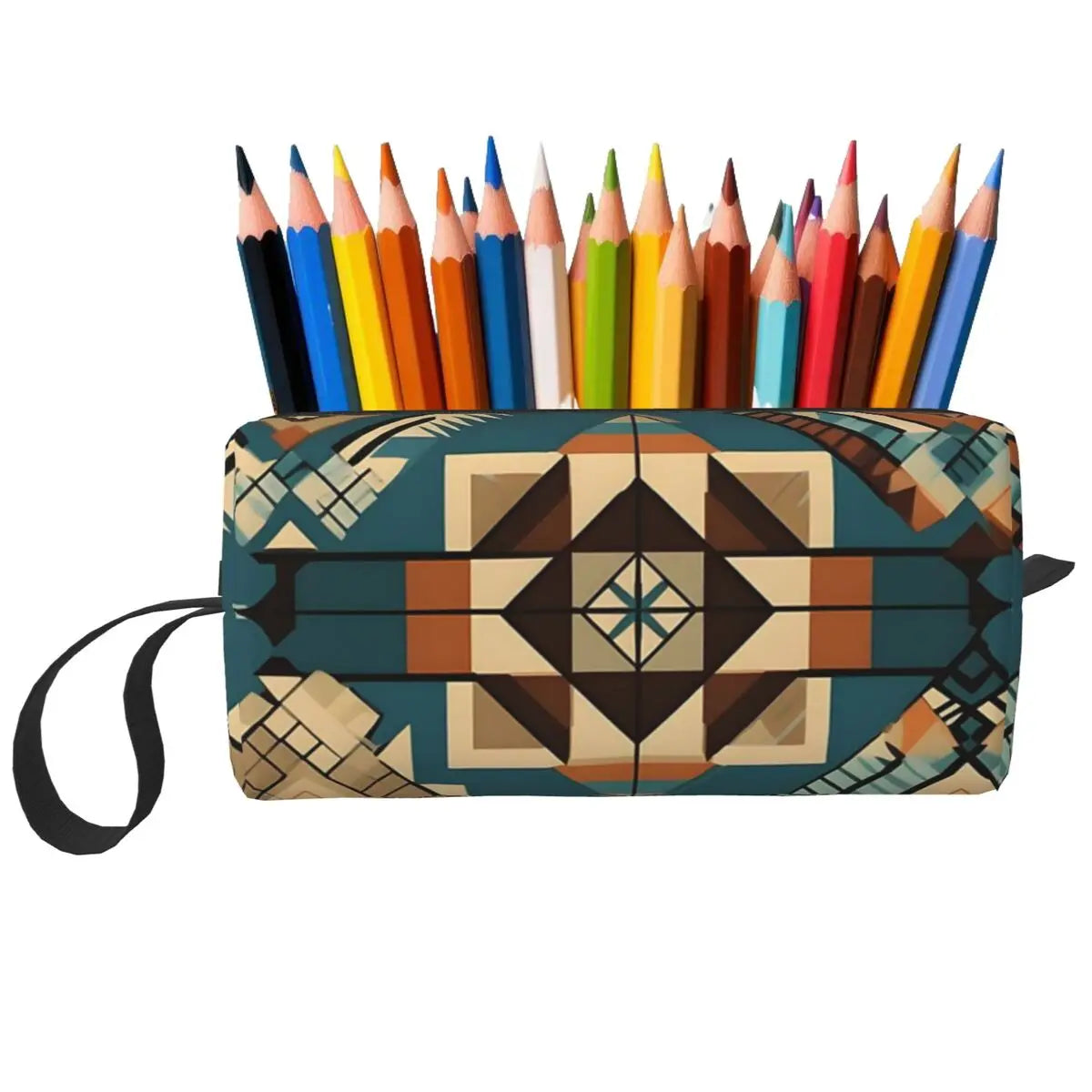 Trousse de maquillage Mosaic Melody Exploring Native American Patterns, trousse de toilette et de cosmétiques pour femmes, trousse de beauté de voyage, trousse à crayons