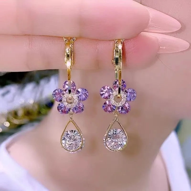 Boucles d'oreilles feuilles zircon