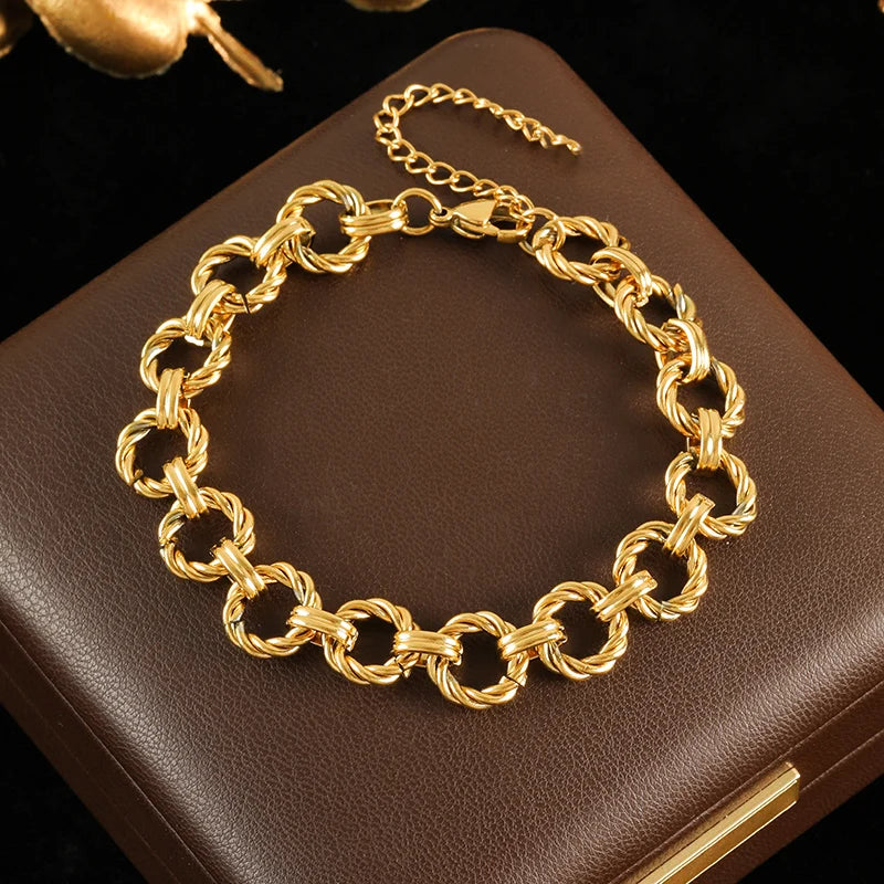 Bracelet acier inoxydable pour femmes couleur or