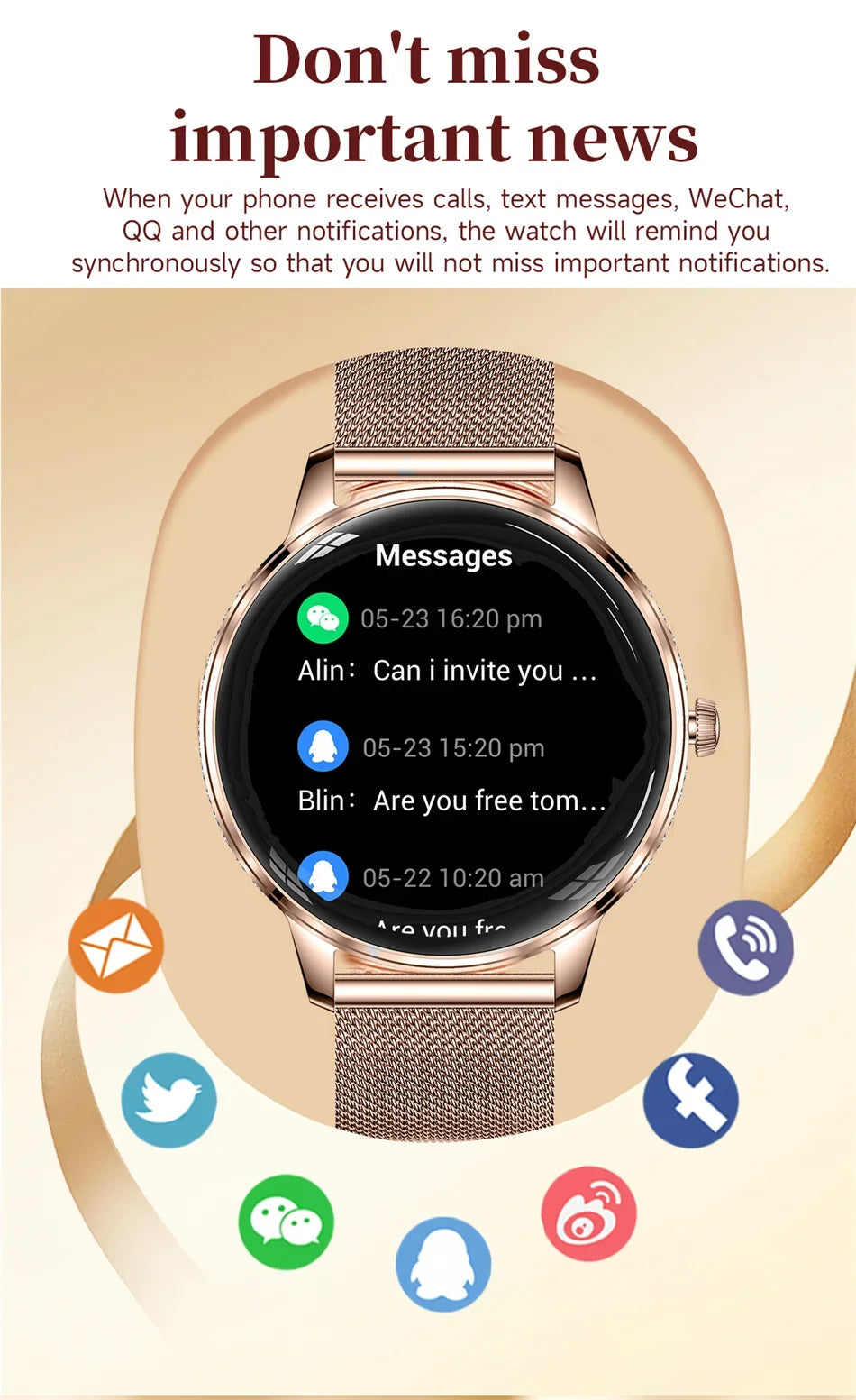 Nouvelle Montre Connectée Ultra-Mince 2026 pour Femme avec Suivi de Santé, Appel Bluetooth, Fréquence Cardiaque, Oxygène Sanguin et Modes Sportifs