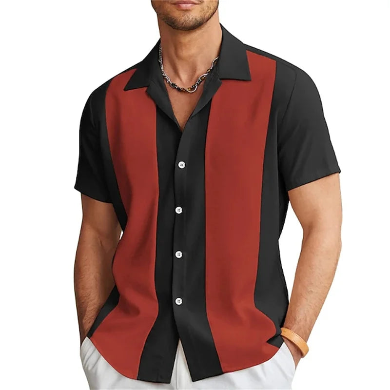 Chemise hawaïenne à motif rayé dégradé