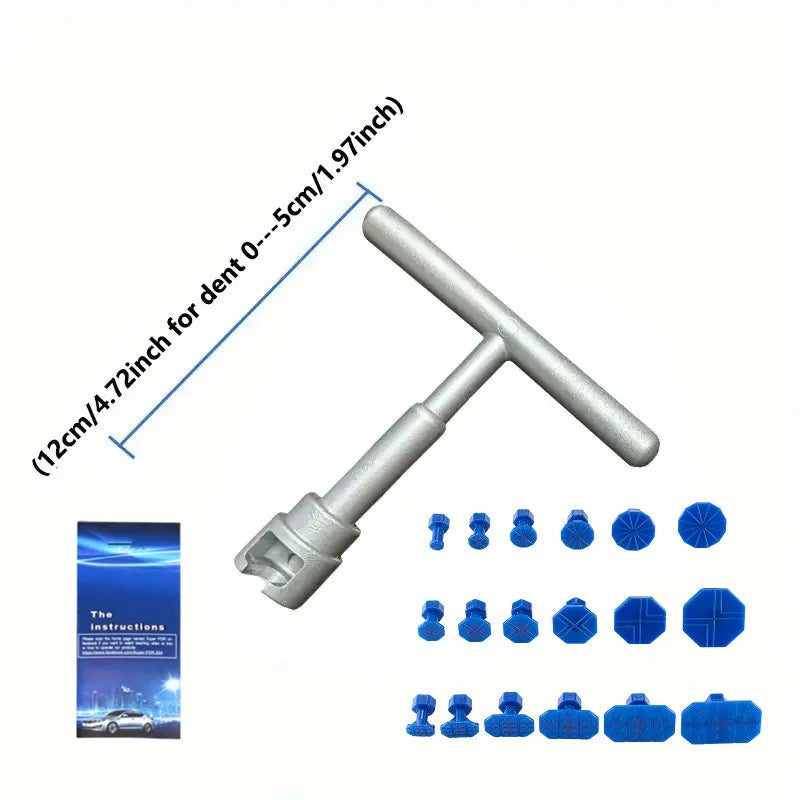 Kit Extracteur de Bosses Sans Peinture – 18 Languettes de Colle, Poignée en T