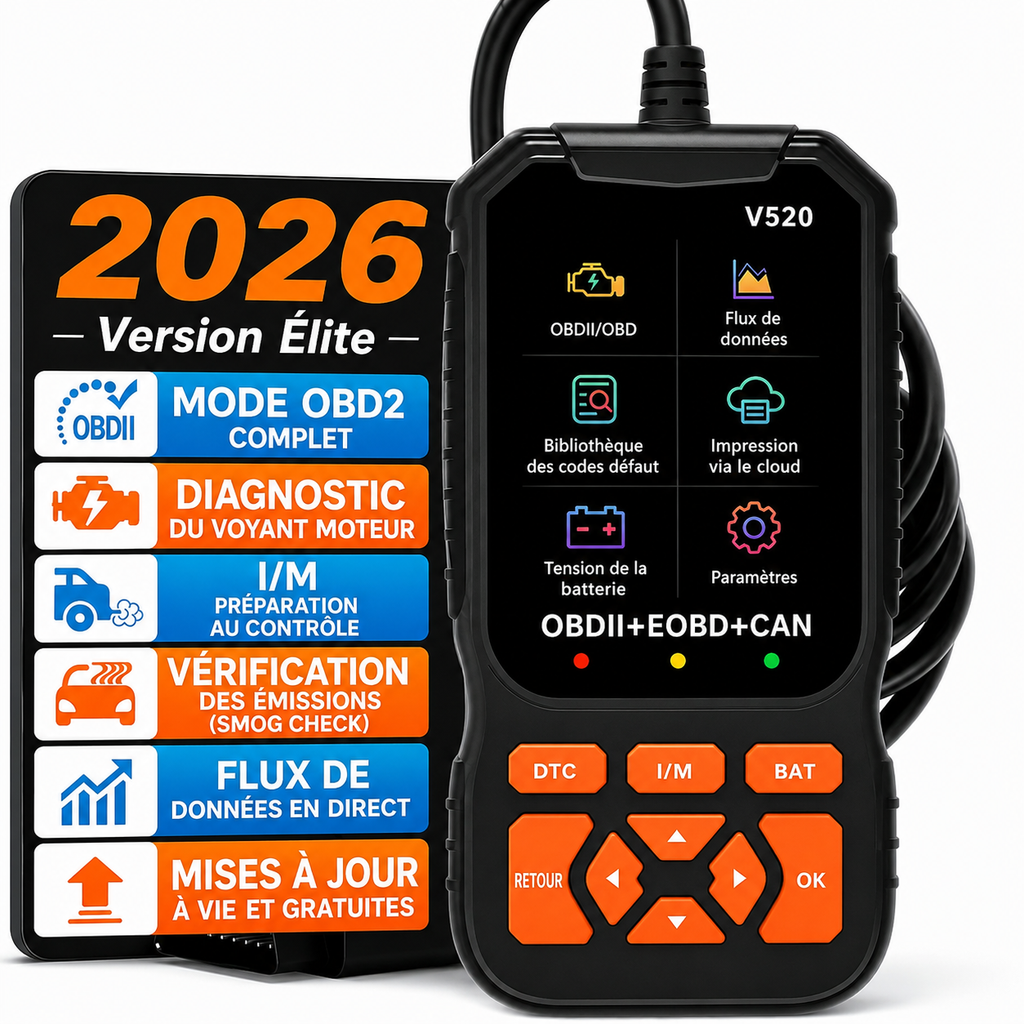 Valise Diagnostic Auto V520 OBD2/EOBD — Lecture & Effacement Codes Erreur, Testeur Batterie