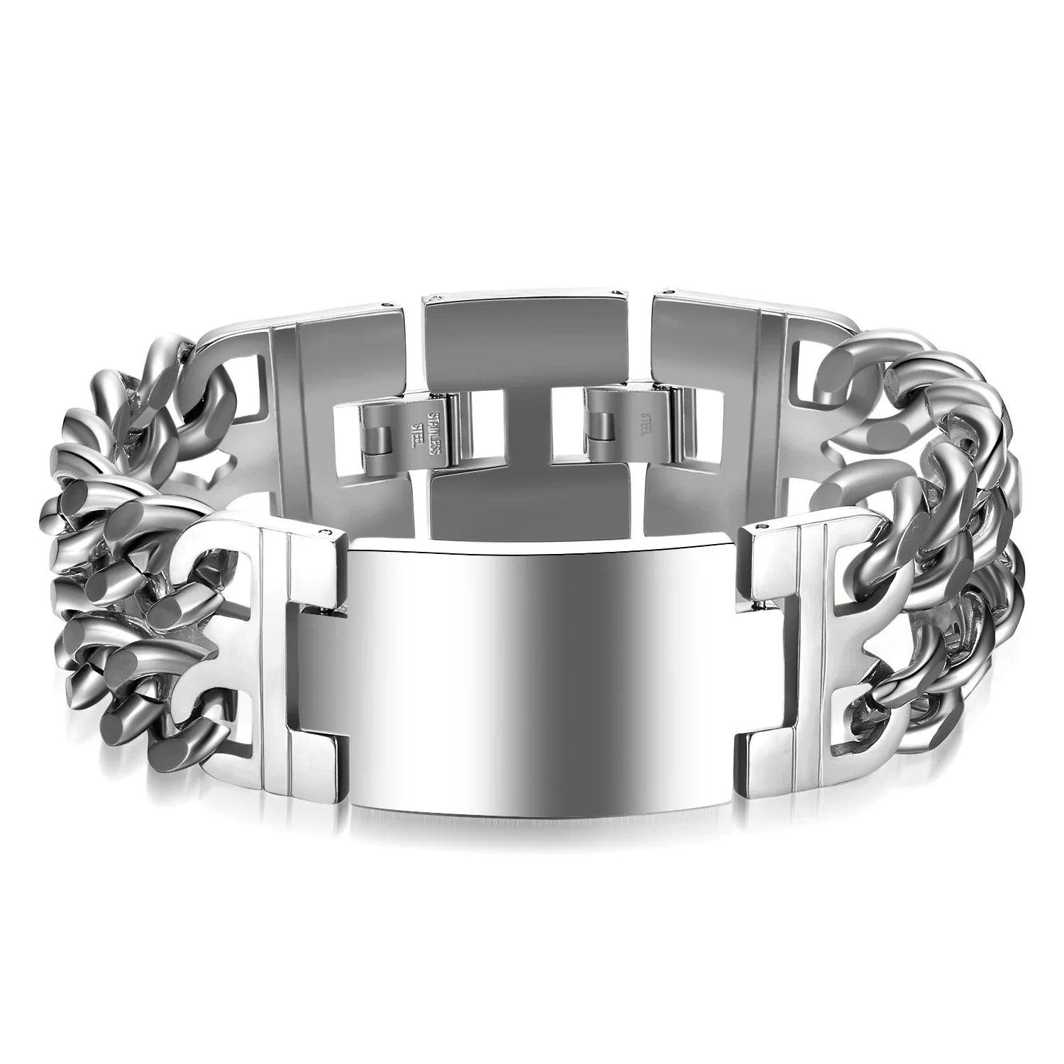 Bracelet en acier inoxydable 316L, chaîne cubaine de 24MM de largeur, bracelet croisé pour hommes.