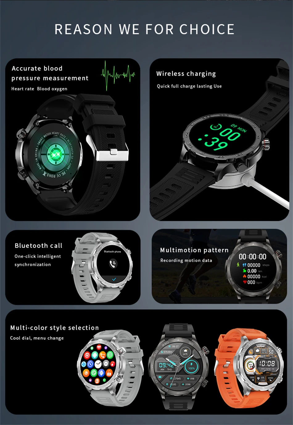 Montre intelligente étanche avec boussole pour homme, surveillance de la santé, traqueur de sport GPS, appel Bluetooth HD, assistant vocal, nouveau, 2024