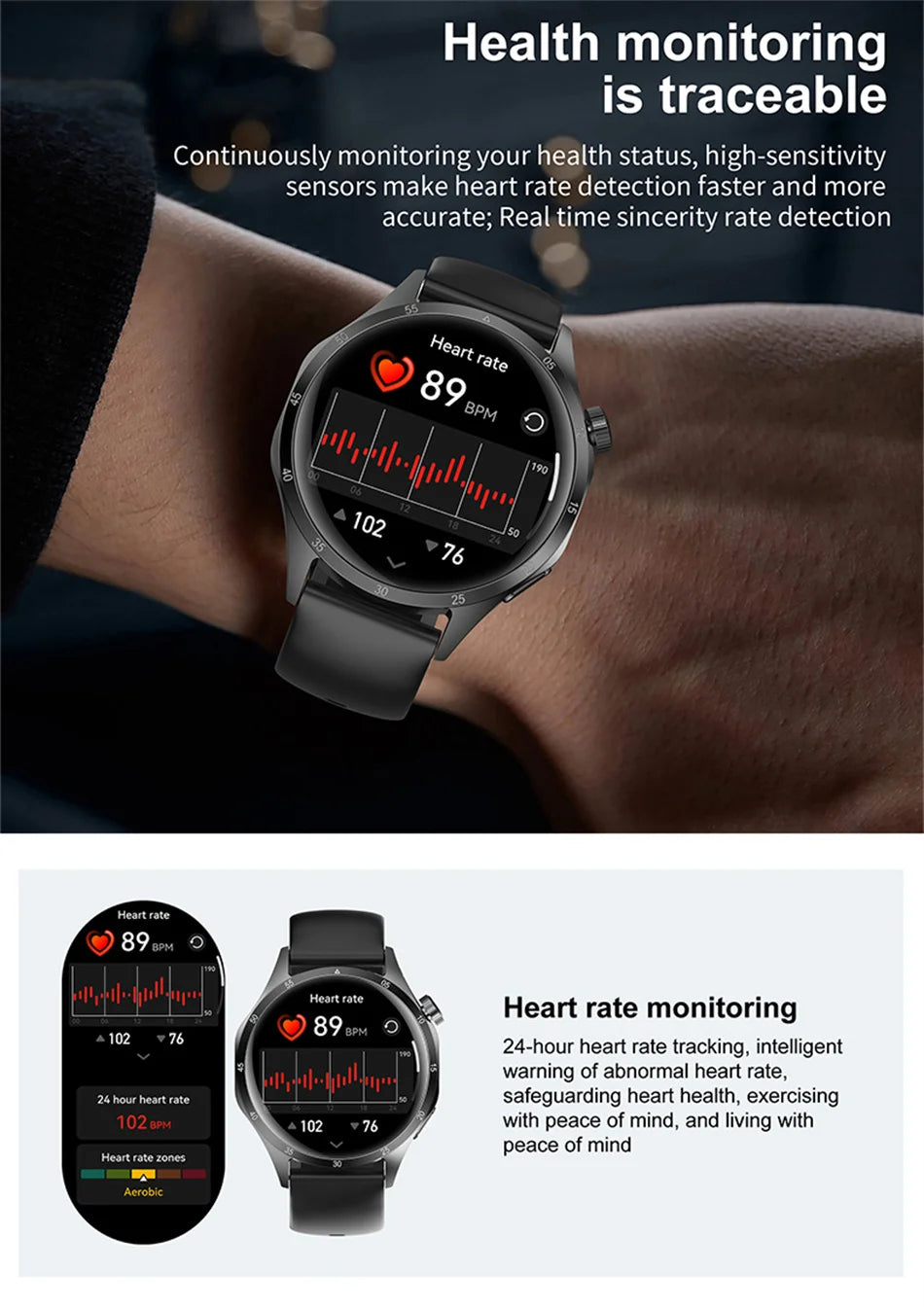 Nouvelle Montre Connectée de Suivi de Santé 2026 pour Hommes avec Suivi du Sommeil, Rappels, Surveillance de la Fréquence Cardiaque et Modes d'Exercice