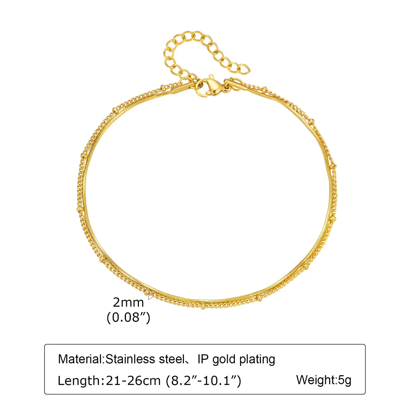 Bracelet de cheville à disque pour femmes, acier inoxydable réglable.