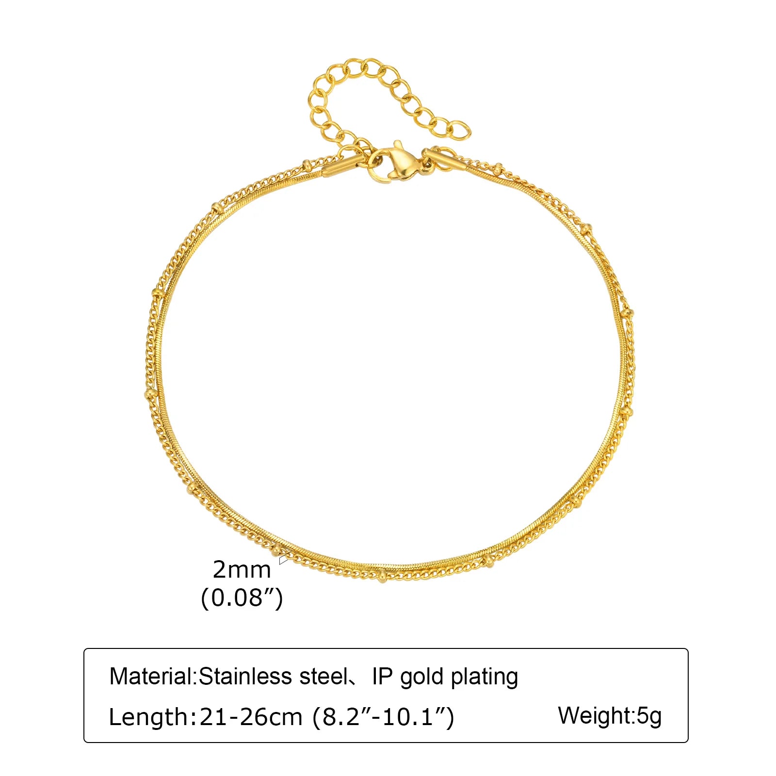 Bracelet de cheville à disque pour femmes, acier inoxydable réglable.