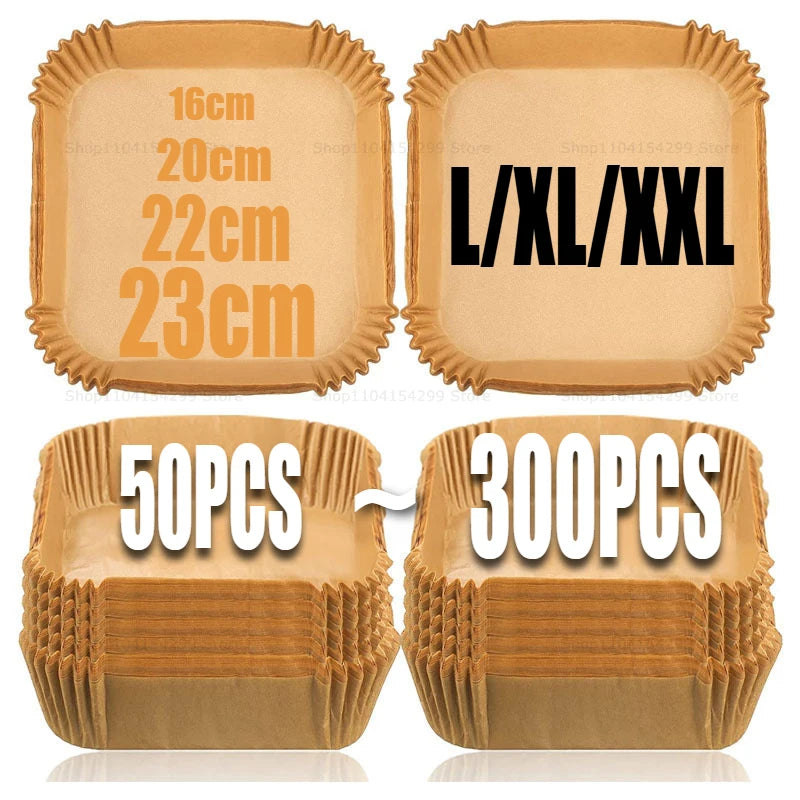 Papier Parchemin Antiadhésif pour Friteuse à Air – Rond, Carré ou Rectangle | 50 à 300 pcs