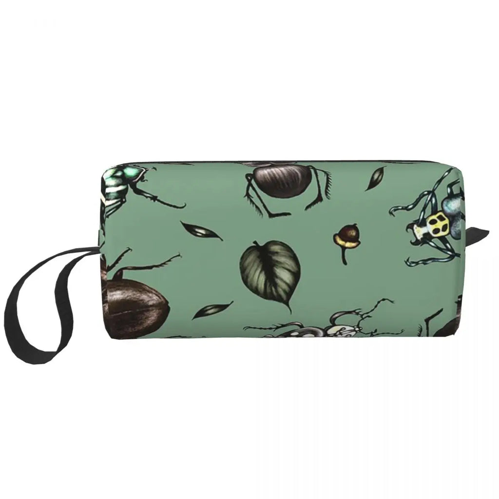 Trousse de maquillage à motif de coléoptères colorés - Collection Insectes - Trousse de toilette et de maquillage pour femmes - Trousse de beauté de voyage - Trousse à crayons