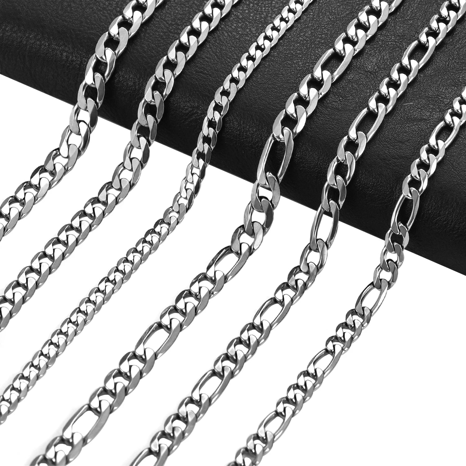 Chaîne Figaro à maillons en acier inoxydable, étanche, couleur argent de haute qualité, collier pour hommes et femmes, bijoux à la mode, cadeau de noël