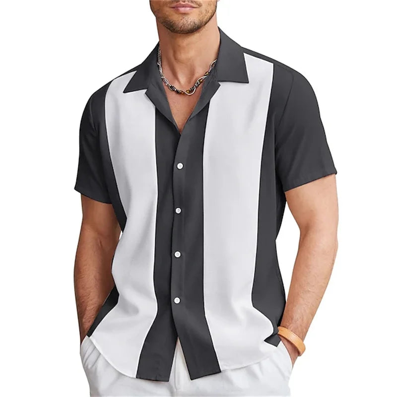 Chemise hawaïenne à motif rayé dégradé