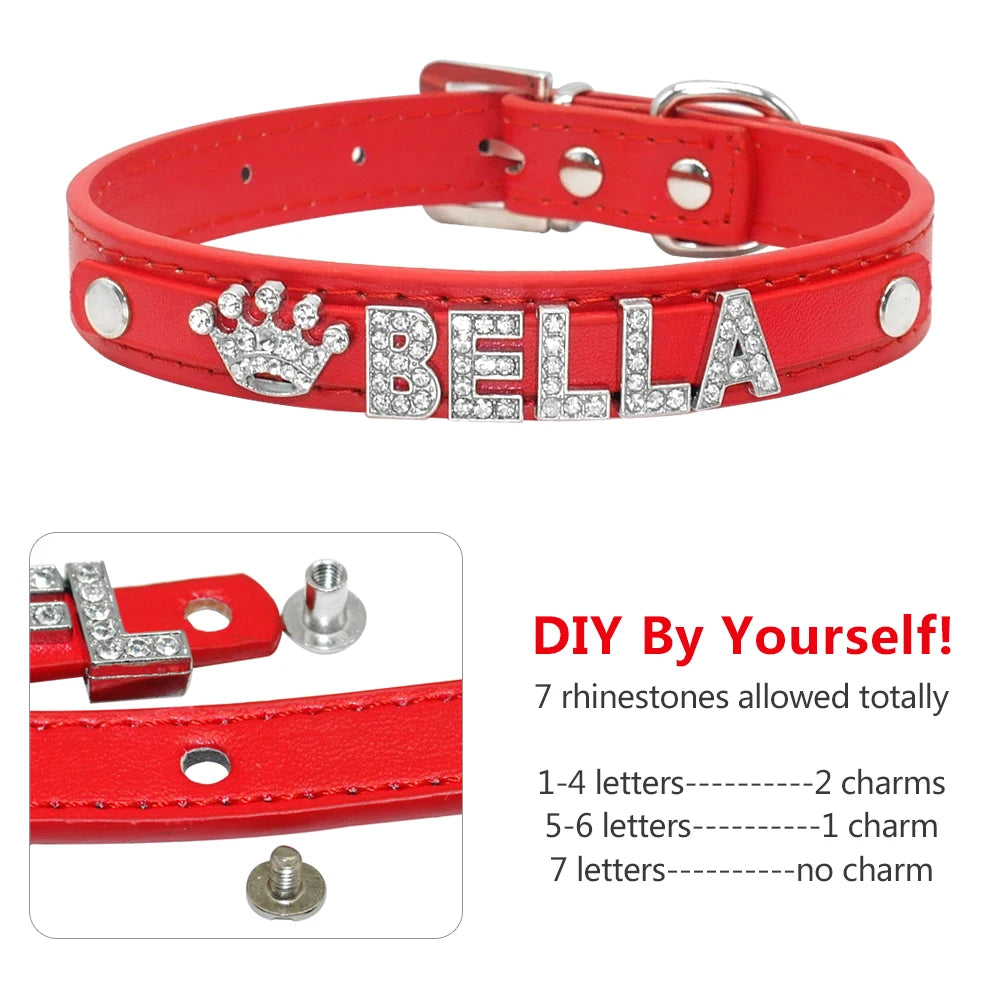 Colliers pour chiots en strass scintillants, personnalisés pour petits chiens, Chihuahua, collier personnalisé avec nom gratuit, breloques, accessoires pour animaux de compagnie