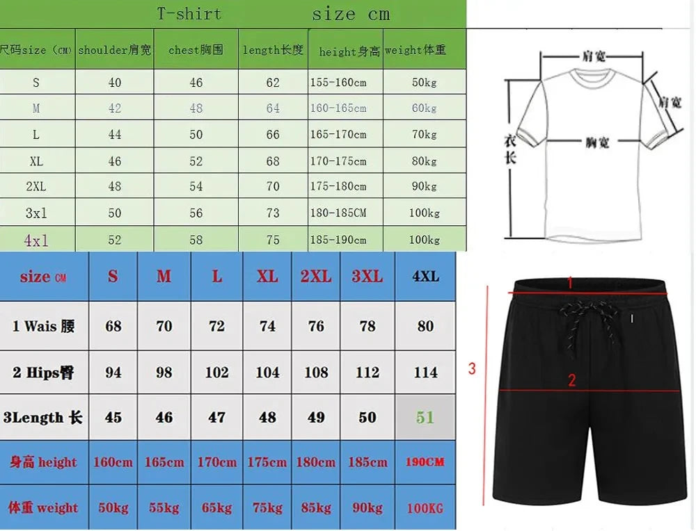 Ensemble Sport Homme – T-Shirt + Short , Respirant.