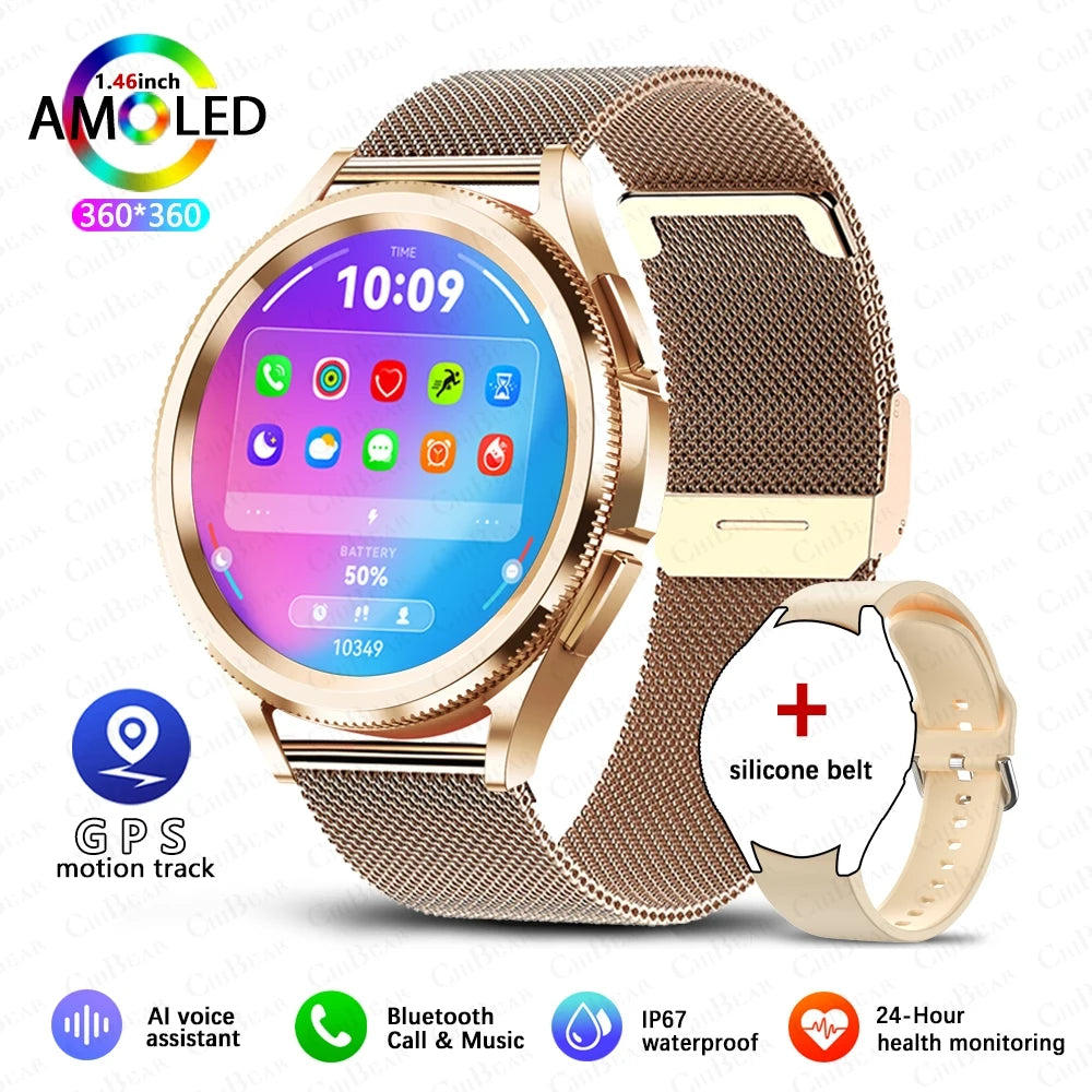 Montre intelligente connectée hommes 1.46 pouces GPS sport Fitness Tracker horloge fréquence  femmes