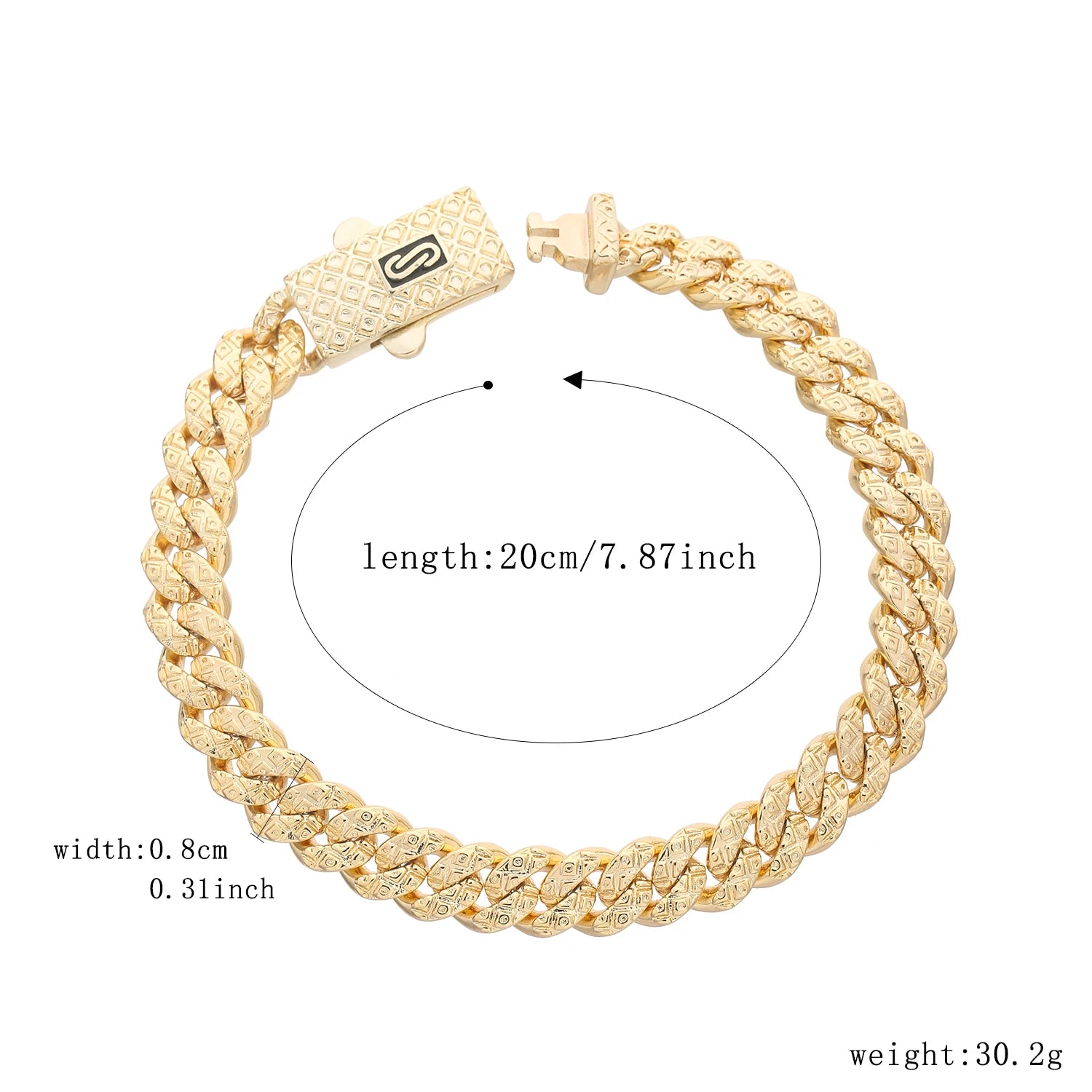 Bracelet de cheville de style Monaco hommes femmes, plaqué or 14 carats.