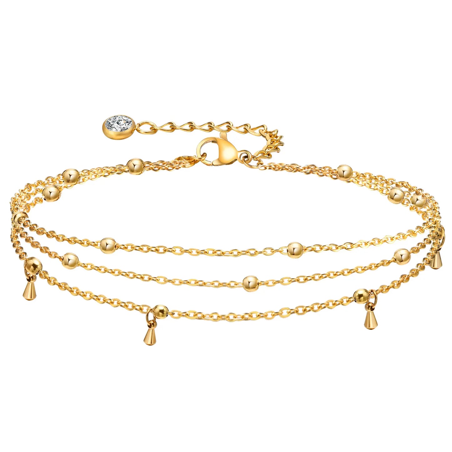 Bracelet de cheville à disque pour femmes, acier inoxydable réglable.