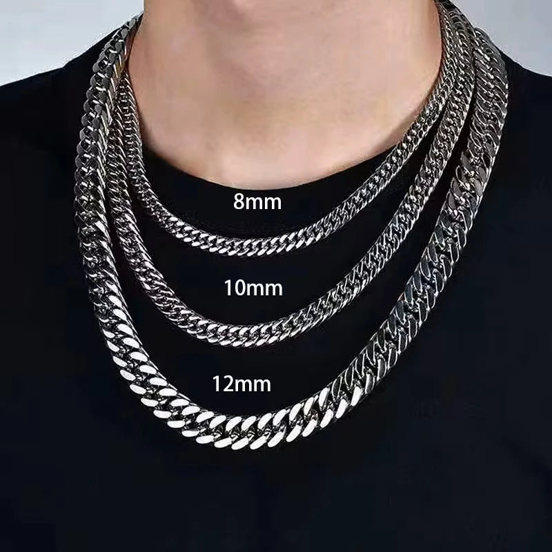 Collier chaîne cubaine Miami en acier inoxydable 316L HNSP pour homme, bijoux épais 7MM/9MM/15MM, accessoires streetwear punk